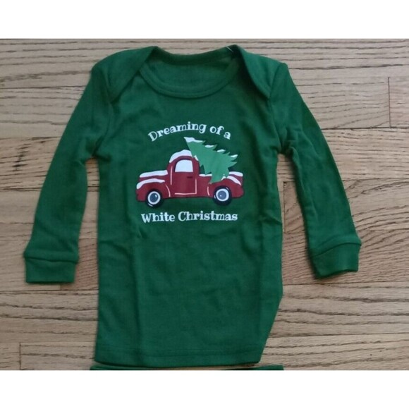NEW Sleepytime Infant Pajama Set 6 Months Green Dreaming of a White Christmas - Picture 2 of 8